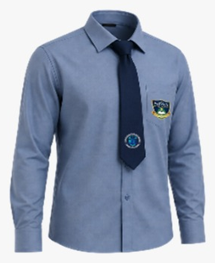 Camisa formal masculina detalle frente — uniforme oficial IEP Nova Excellence