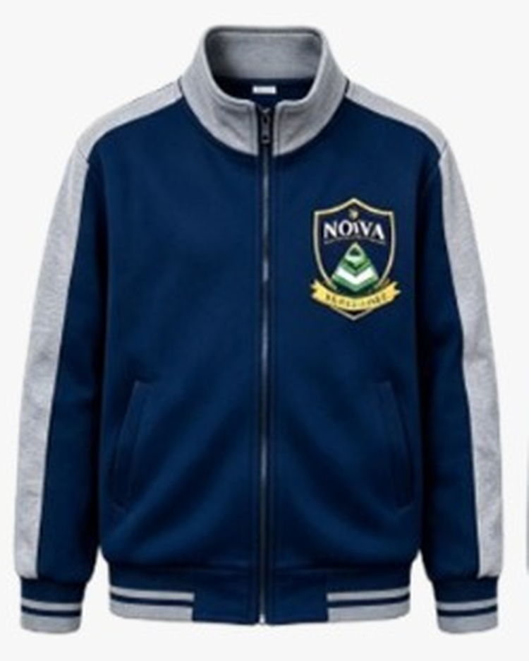 Casaca buzo con logo Nova frente — uniforme oficial IEP Nova Excellence