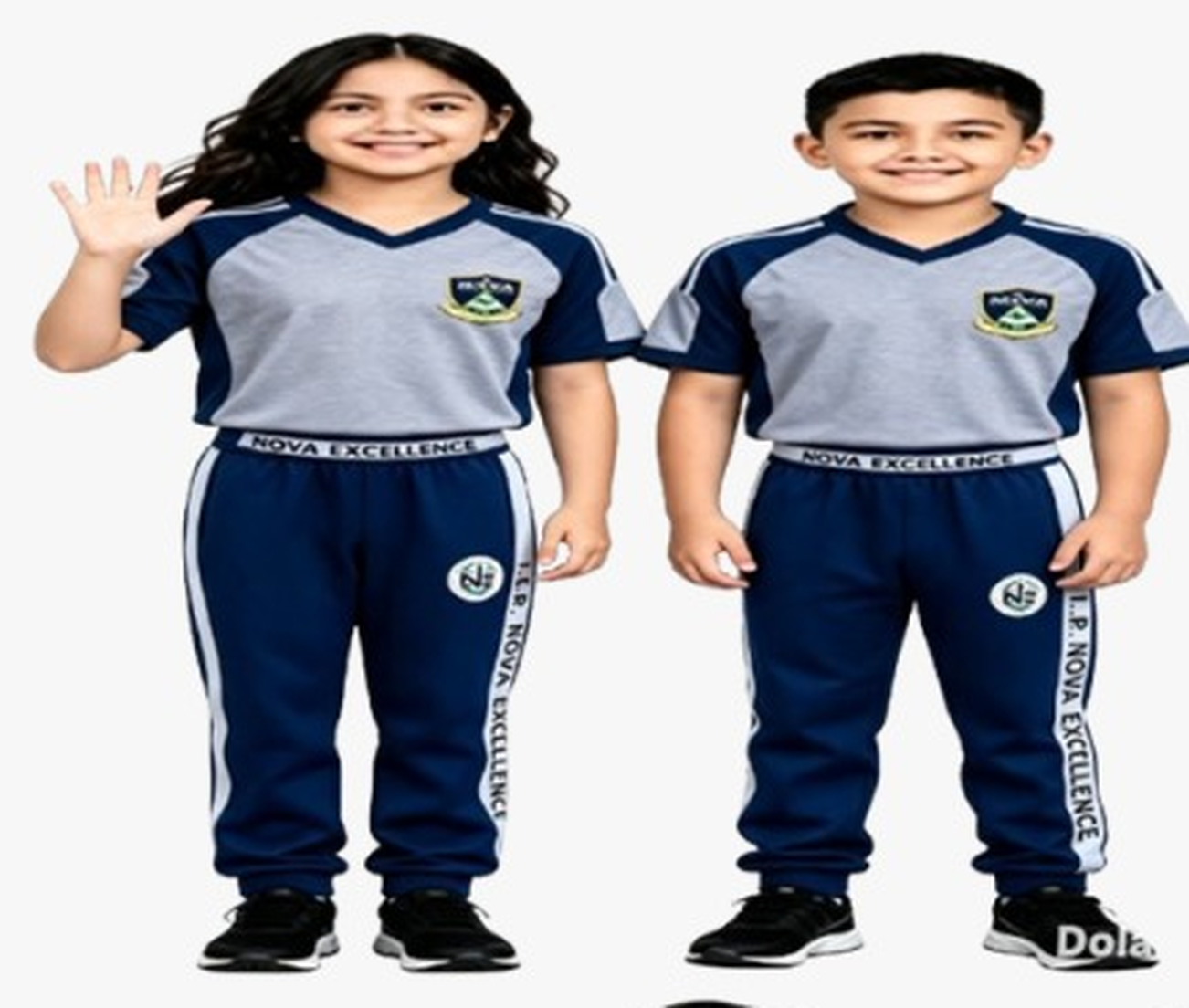 Pareja uniforme deportivo pantalon frente — uniforme oficial IEP Nova Excellence